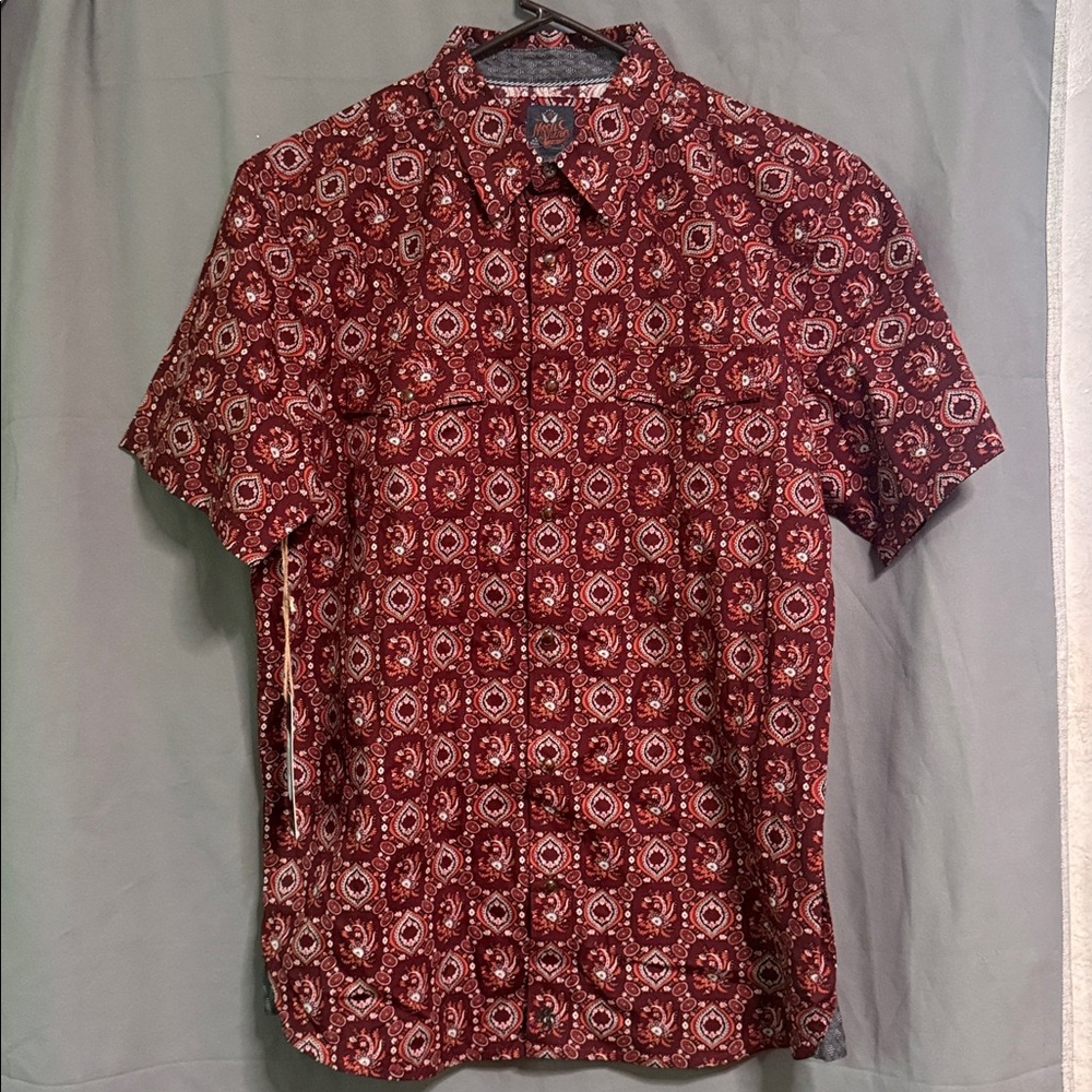 Moonshine Spirit Men’s Red Paisley Snap On Shirt